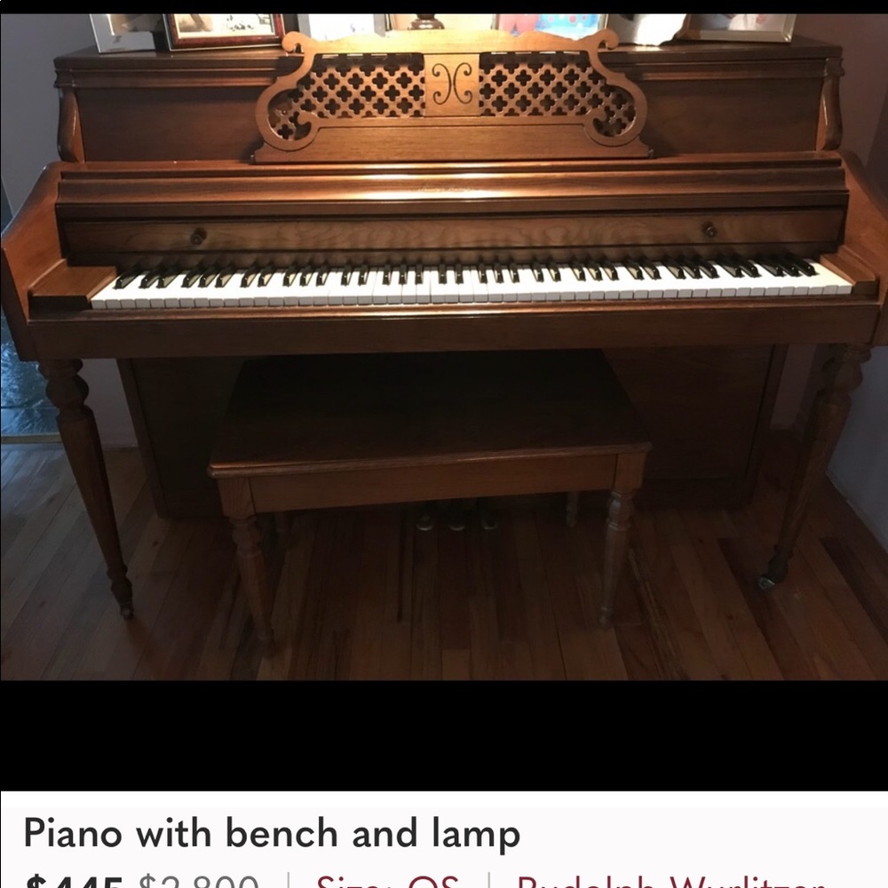 Wurlitzer piano with lamp. Must pick up.
